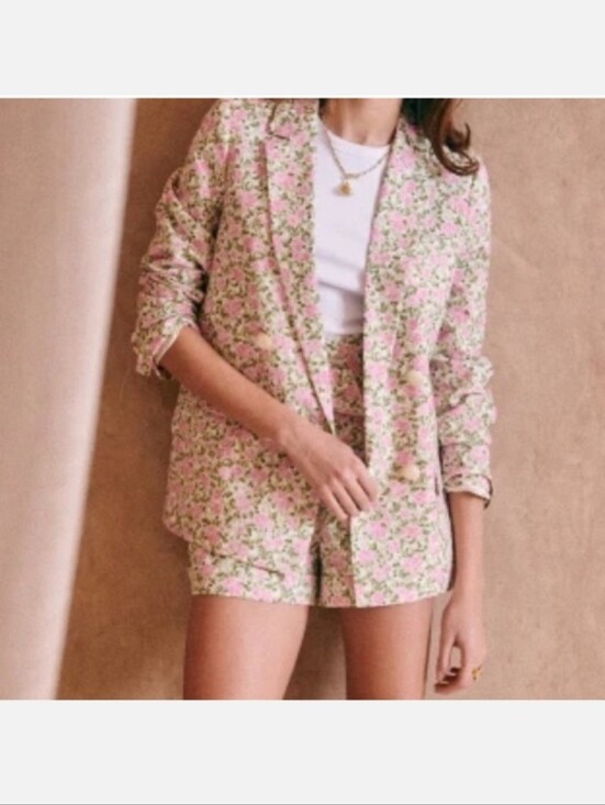 Sezane Jackets & Blazers - Sézane Pink Floral Jacket & Shorts